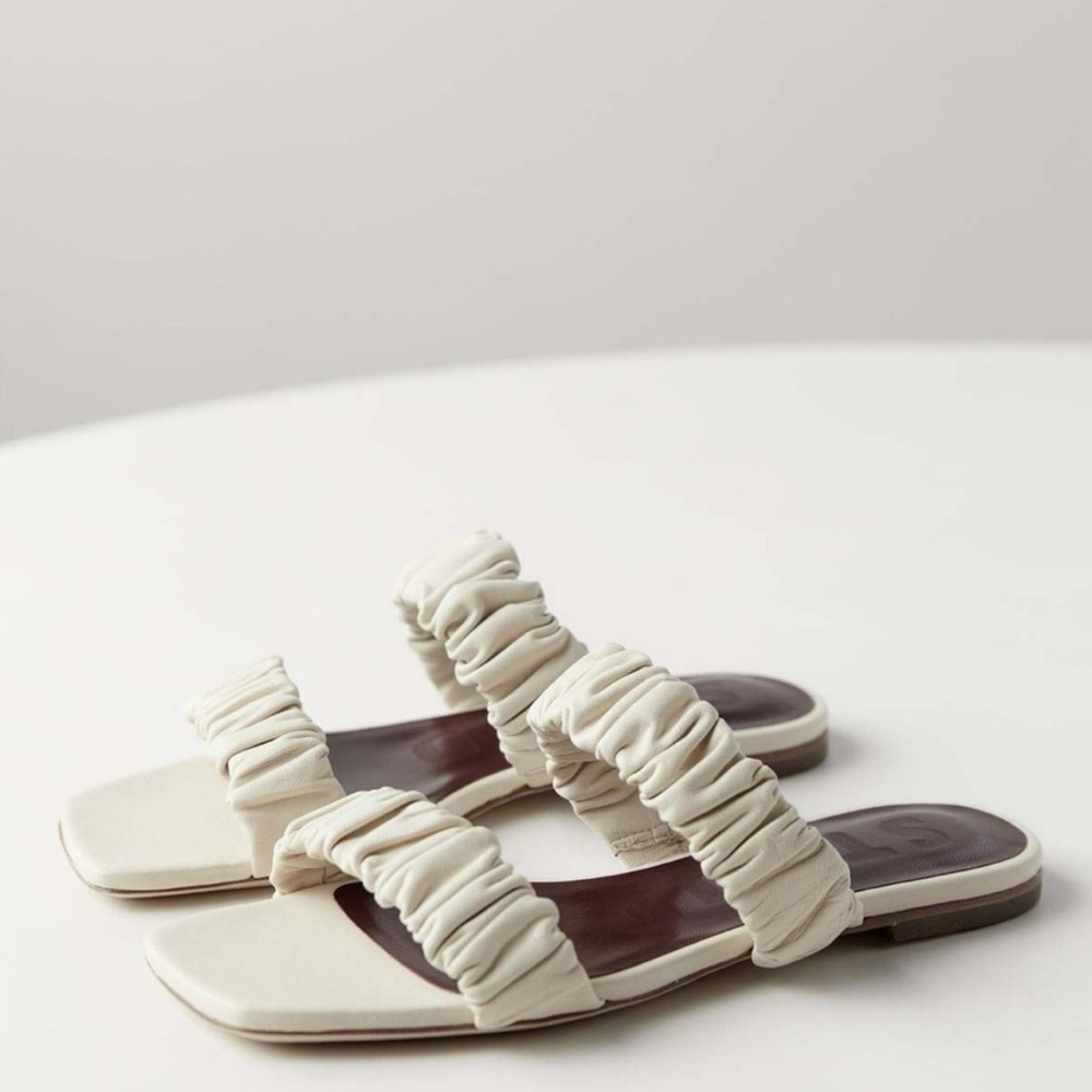 Staud Maya Ruched Square Toe Sandal Size 38 US 8